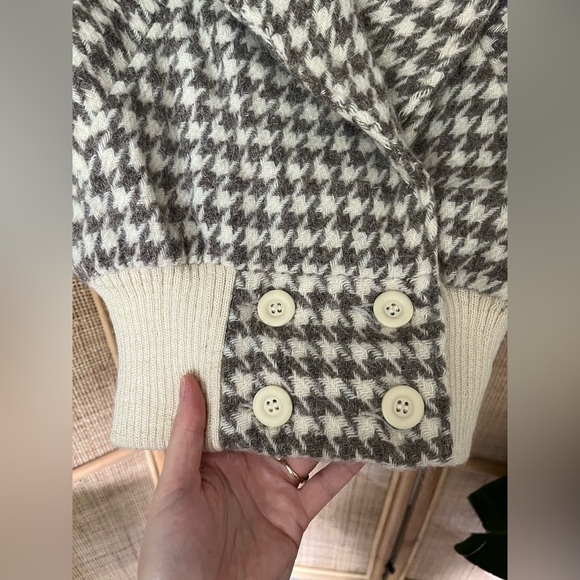 Vintage Wool Houndstooth Bomber Fur Collar Jacket - Picture 6 of 8